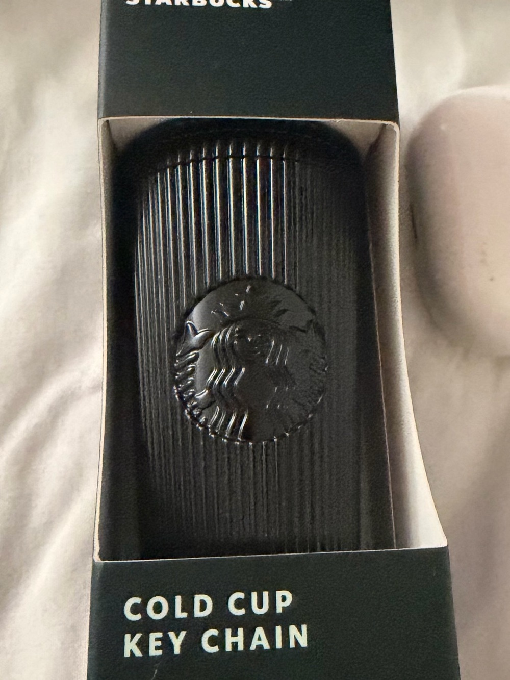 Starbucks 2024 Jet Black Pleated Metallic Core Tumbler Cold Cup Key Chain New